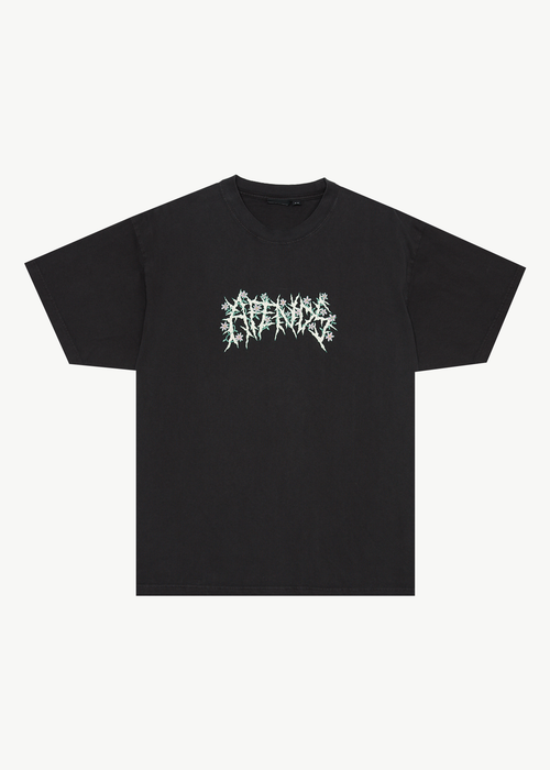 AFENDS Mens Heavy Petal - Heavyweight Boxy Tee - Stone Black
