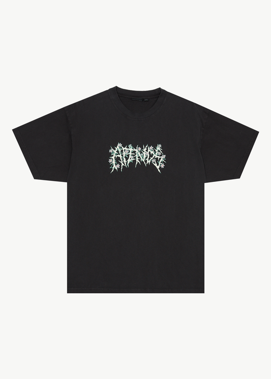 AFENDS Mens Heavy Petal - Heavyweight Boxy Tee - Stone Black