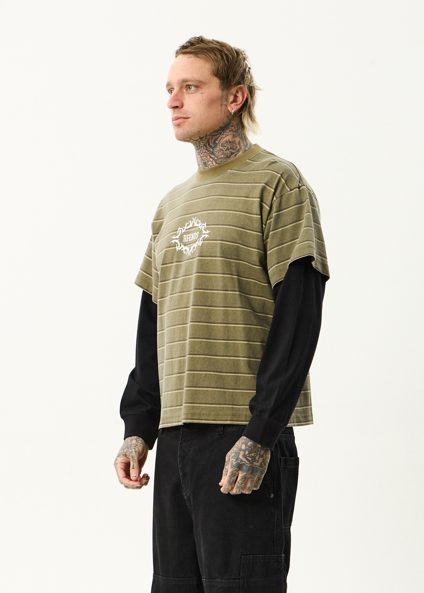 AFENDS Mens My Tribe - Layered Boxy Long Sleeve Tee - Boa