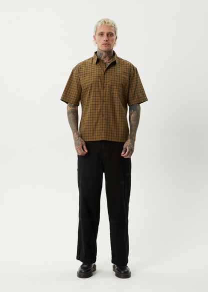 AFENDS Mens Challenger - Check Short Sleeve Shirt - Elmwood