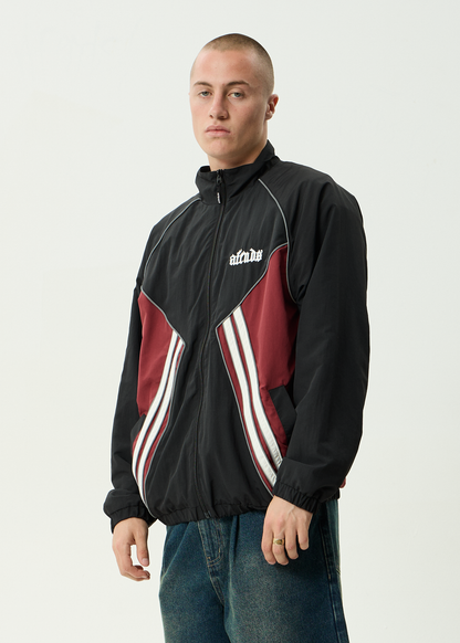 AFENDS Mens Sporting - Sports Spray Jacket - Burgundy