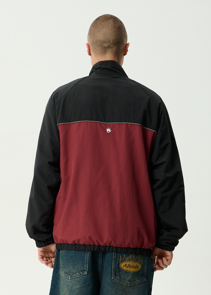 AFENDS Mens Sporting - Sports Spray Jacket - Burgundy