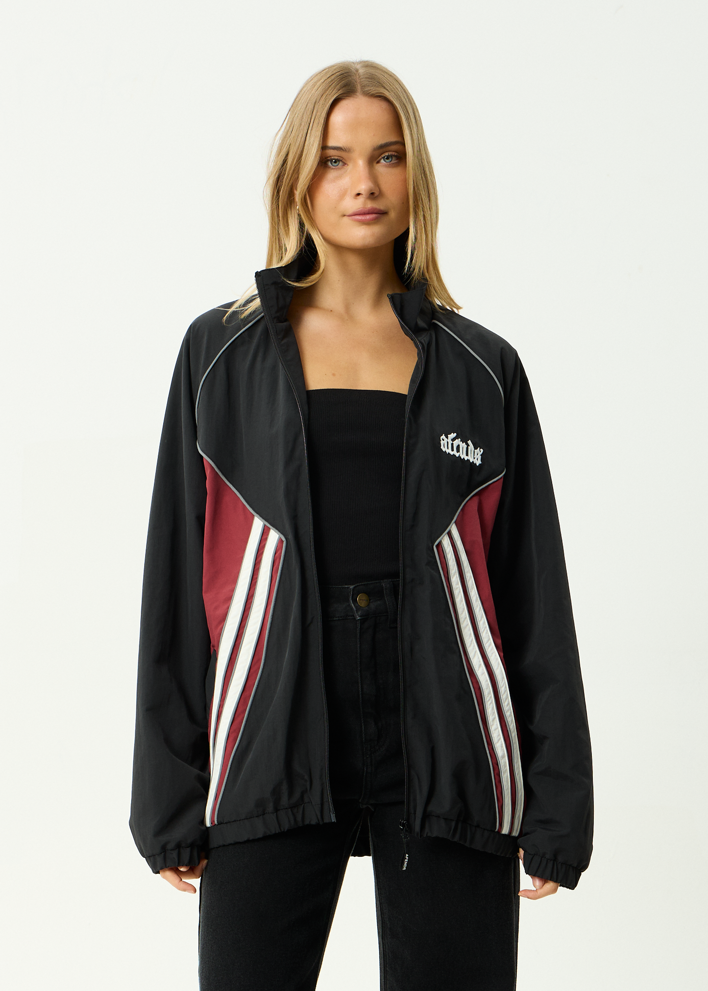 AFENDS Mens Sporting - Sports Spray Jacket - Burgundy