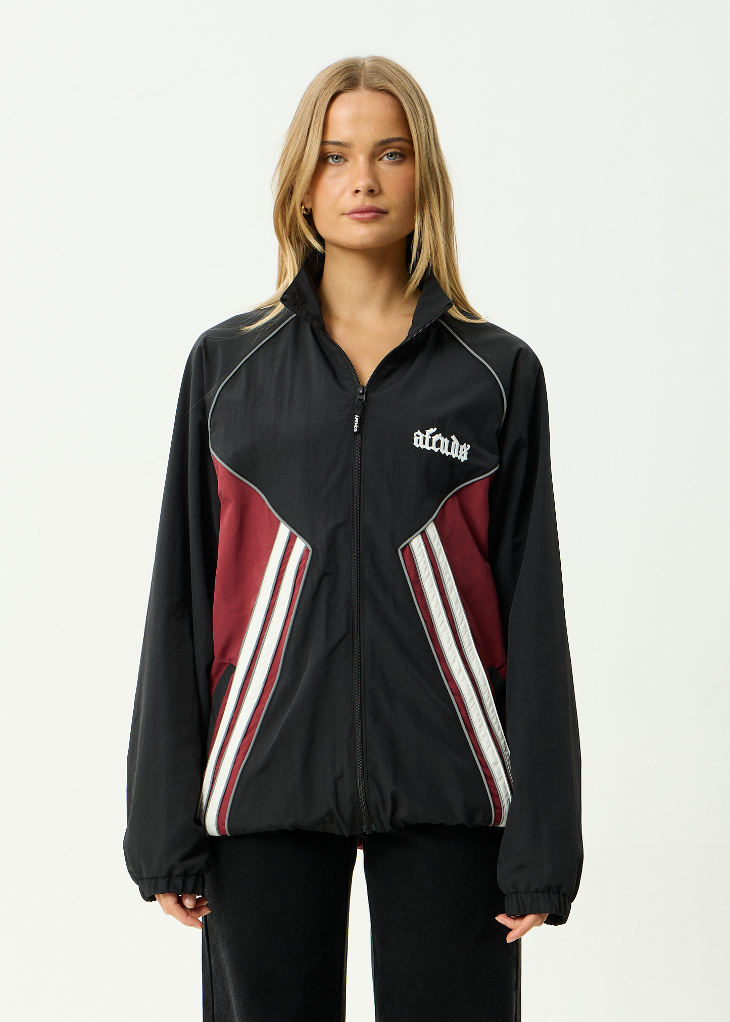 AFENDS Mens Sporting - Sports Spray Jacket - Burgundy