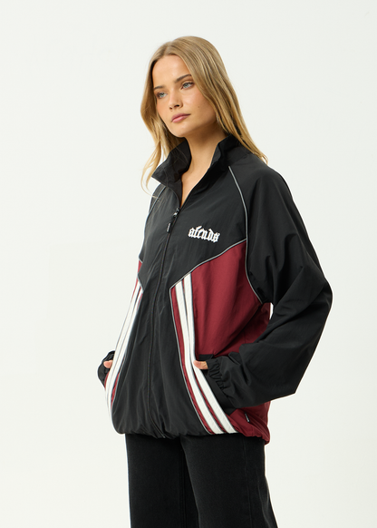 AFENDS Mens Sporting - Sports Spray Jacket - Burgundy