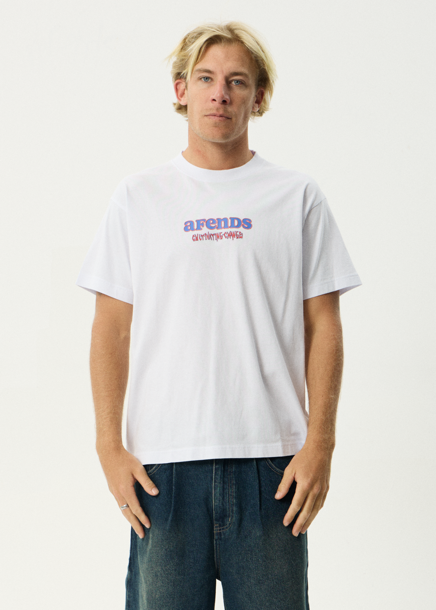 AFENDS Mens Simple Times - Boxy Tee - White
