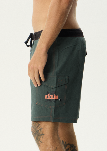 AFENDS Mens Petal - Surf Related V2 Boardshort 18" - Pine