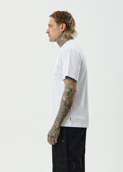 AFENDS Mens Destroyed - Retro Tee - White