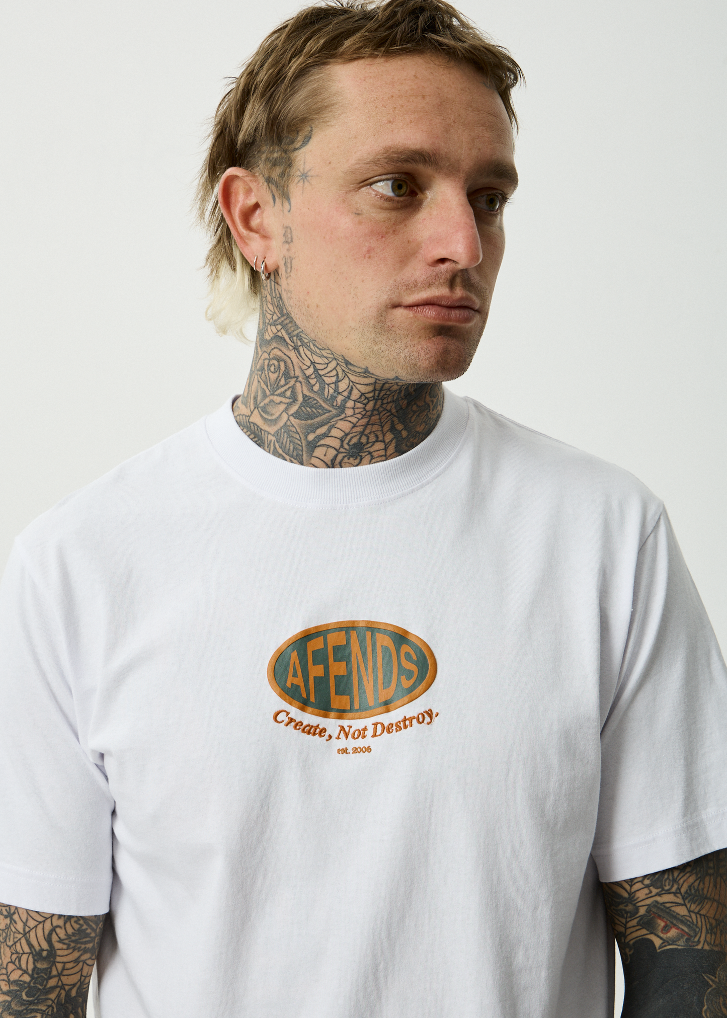AFENDS Mens Destroyed - Retro Tee - White