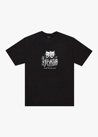 AFENDS Mens Cry Later - Retro Tee - Stone Black