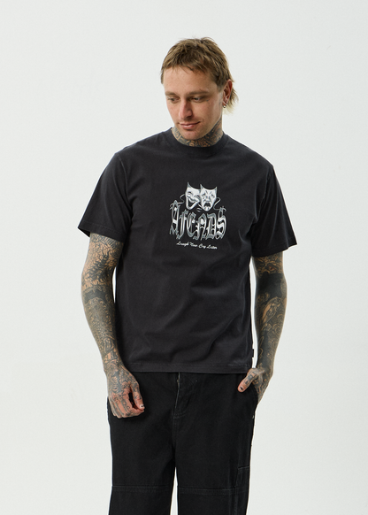 AFENDS Mens Cry Later - Retro Tee - Stone Black