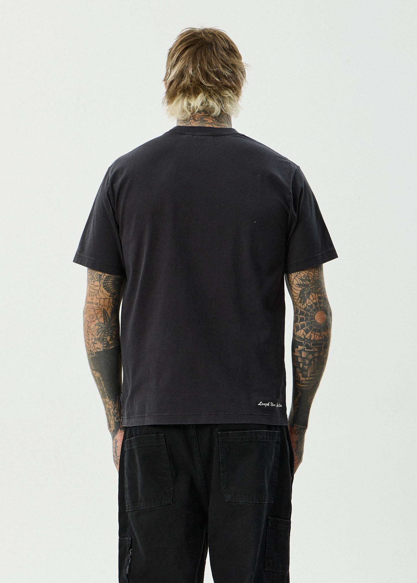 AFENDS Mens Cry Later - Retro Tee - Stone Black