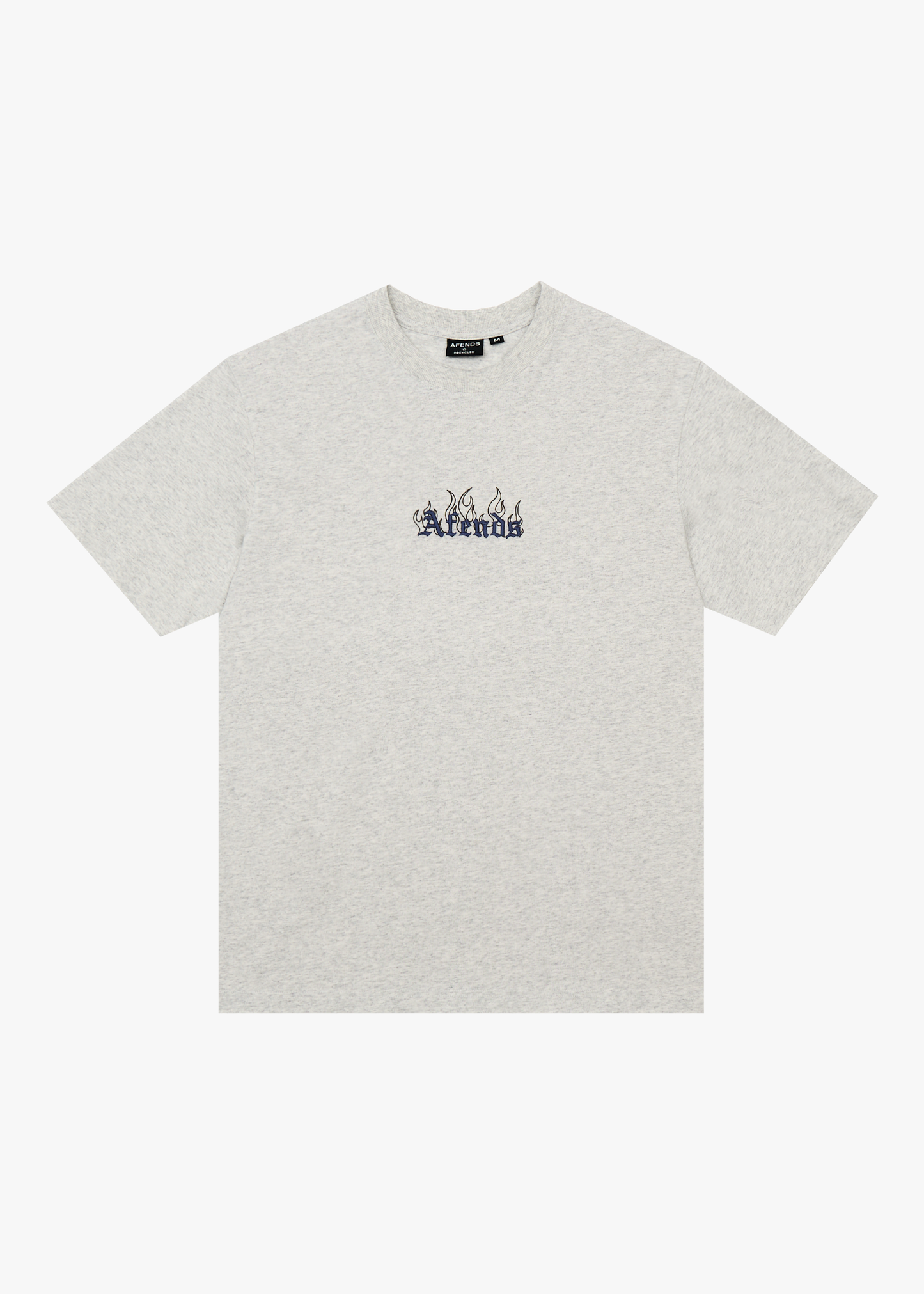 AFENDS Mens Temporal - Heavyweight Retro Tee - Grey Marle