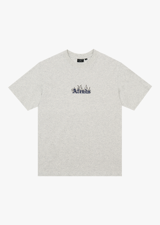 AFENDS Mens Temporal - Heavyweight Retro Tee - Grey Marle