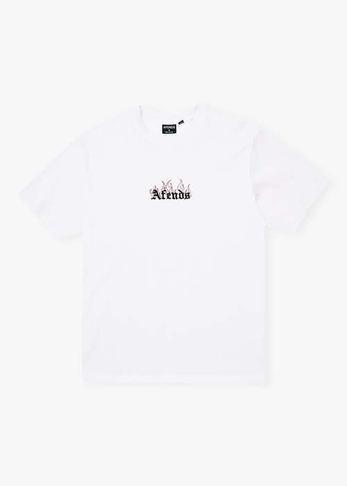 AFENDS Mens Temporal - Heavyweight Retro Tee - White