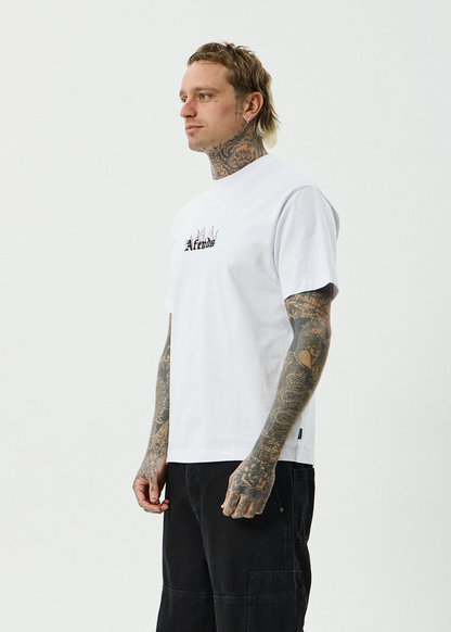 AFENDS Mens Temporal - Heavyweight Retro Tee - White