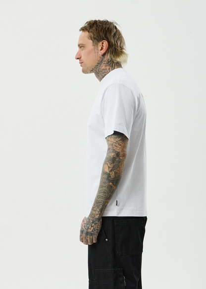 AFENDS Mens Temporal - Heavyweight Retro Tee - White