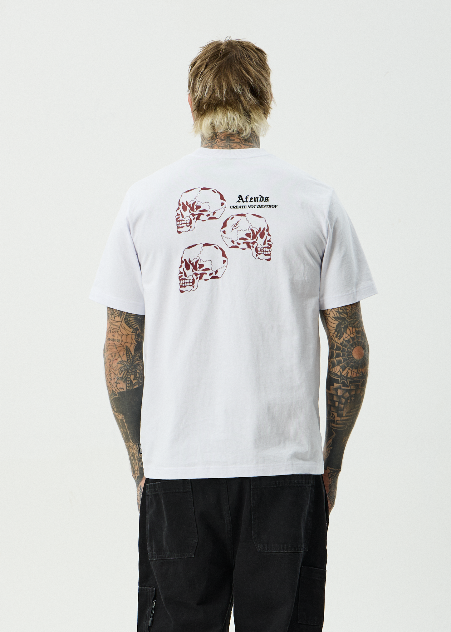 AFENDS Mens Temporal - Heavyweight Retro Tee - White