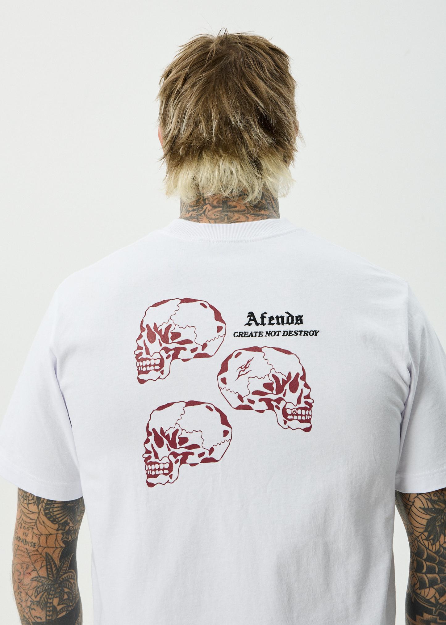 AFENDS Mens Temporal - Heavyweight Retro Tee - White