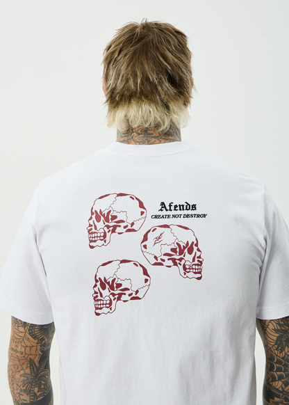 AFENDS Mens Temporal - Heavyweight Retro Tee - White