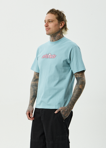AFENDS Mens Angel Boy - Retro Tee - Washed Overcast