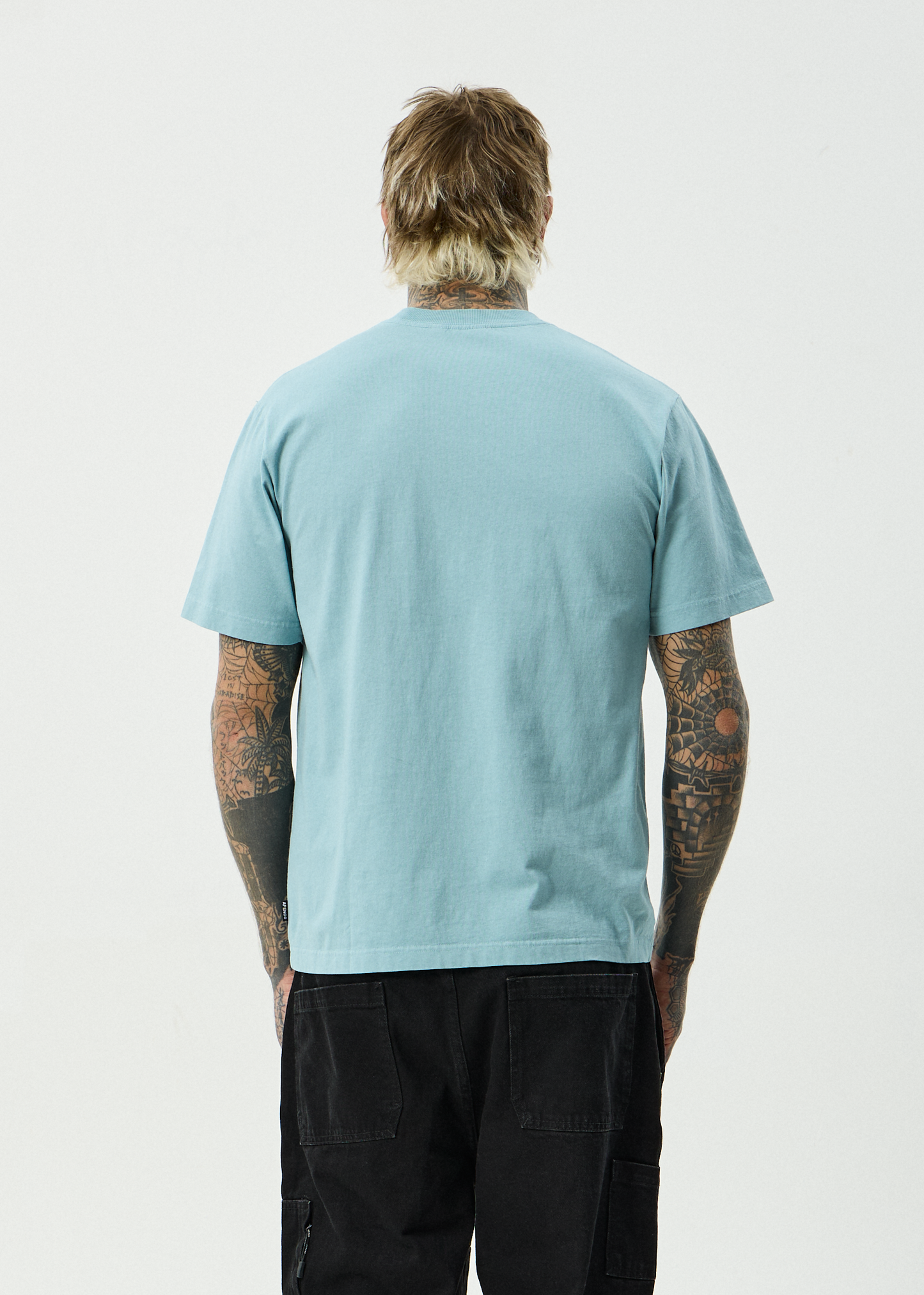 AFENDS Mens Angel Boy - Retro Tee - Washed Overcast
