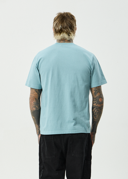 AFENDS Mens Angel Boy - Retro Tee - Washed Overcast