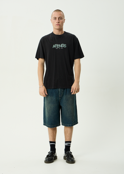 AFENDS Mens Safety - Retro Tee - Stone Black