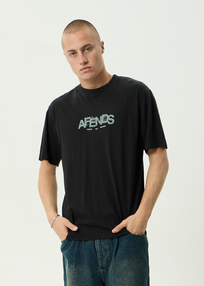 AFENDS Mens Safety - Retro Tee - Stone Black