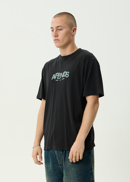 AFENDS Mens Safety - Retro Tee - Stone Black