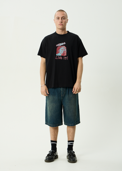 AFENDS Mens Live It - Boxy Tee - Black