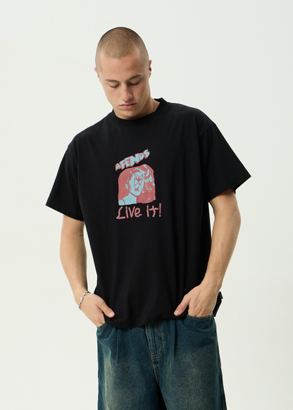 AFENDS Mens Live It - Boxy Tee - Black