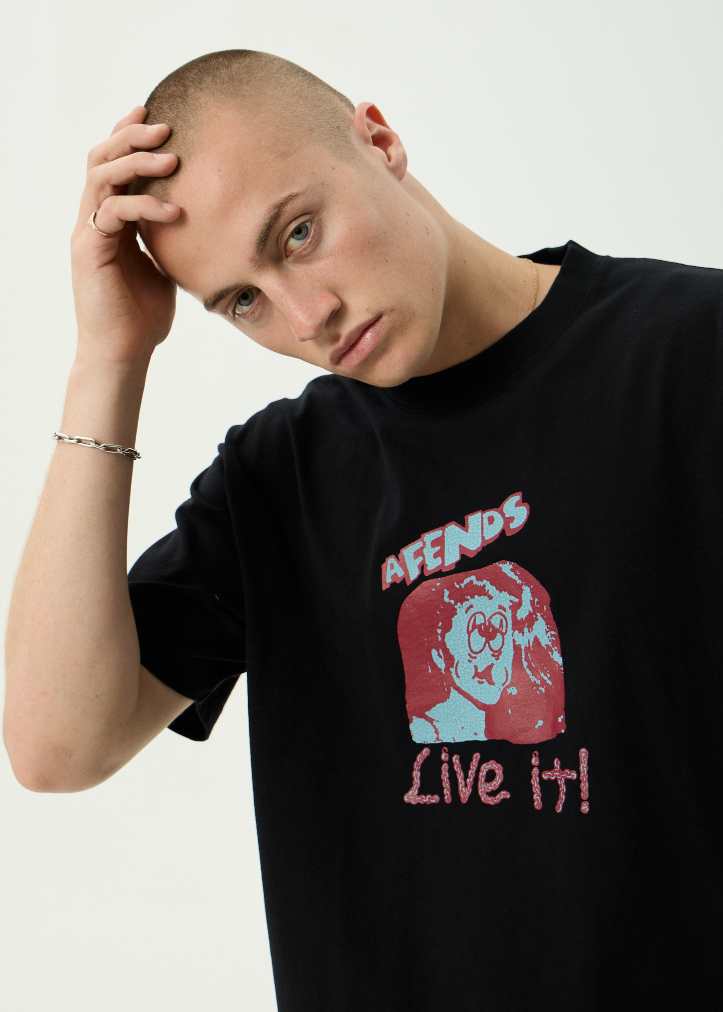 AFENDS Mens Live It - Boxy Tee - Black