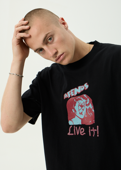 AFENDS Mens Live It - Boxy Tee - Black