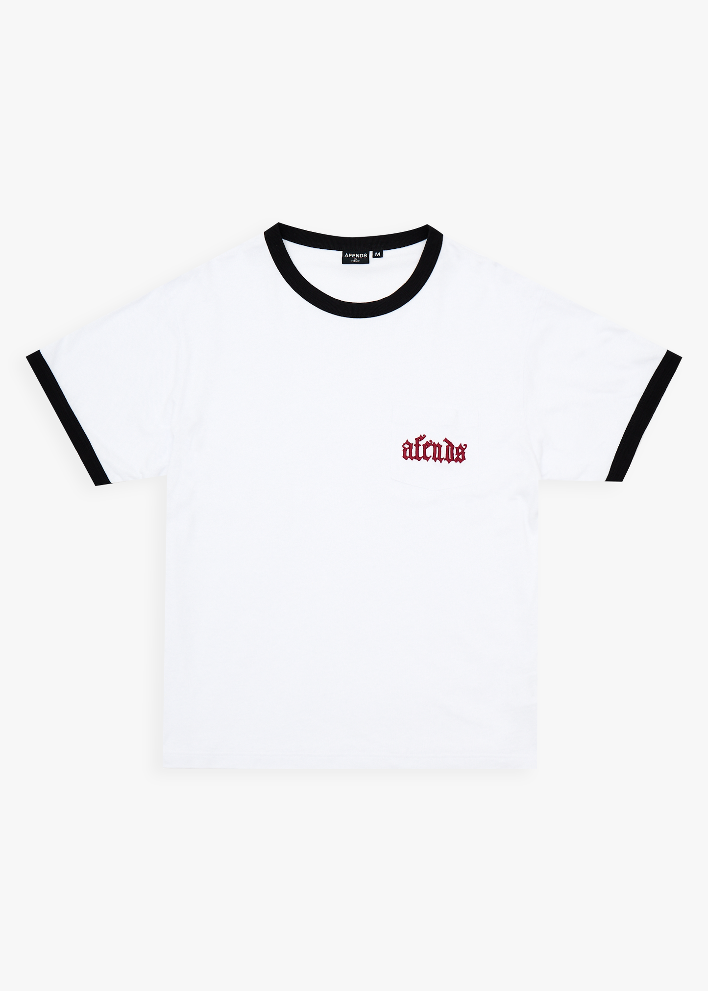 AFENDS Mens Drop Zone - Boxy Ringer Tee - White