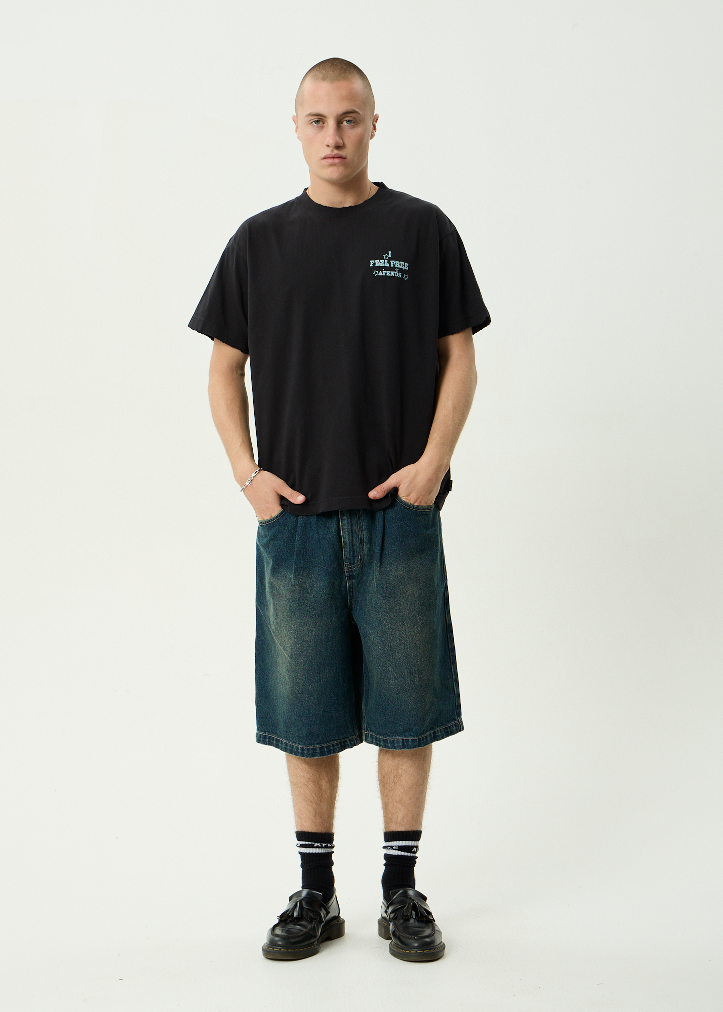 AFENDS Mens Sonoran - Boxy Tee - Stone Black