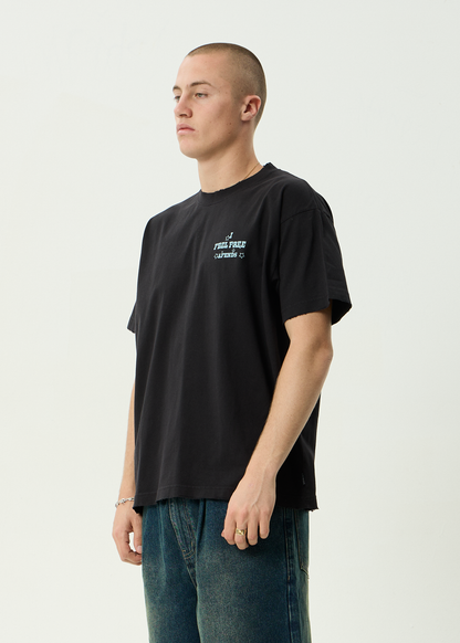 AFENDS Mens Sonoran - Boxy Tee - Stone Black