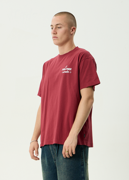 AFENDS Mens Sonoran - Boxy Tee - Washed Burgundy