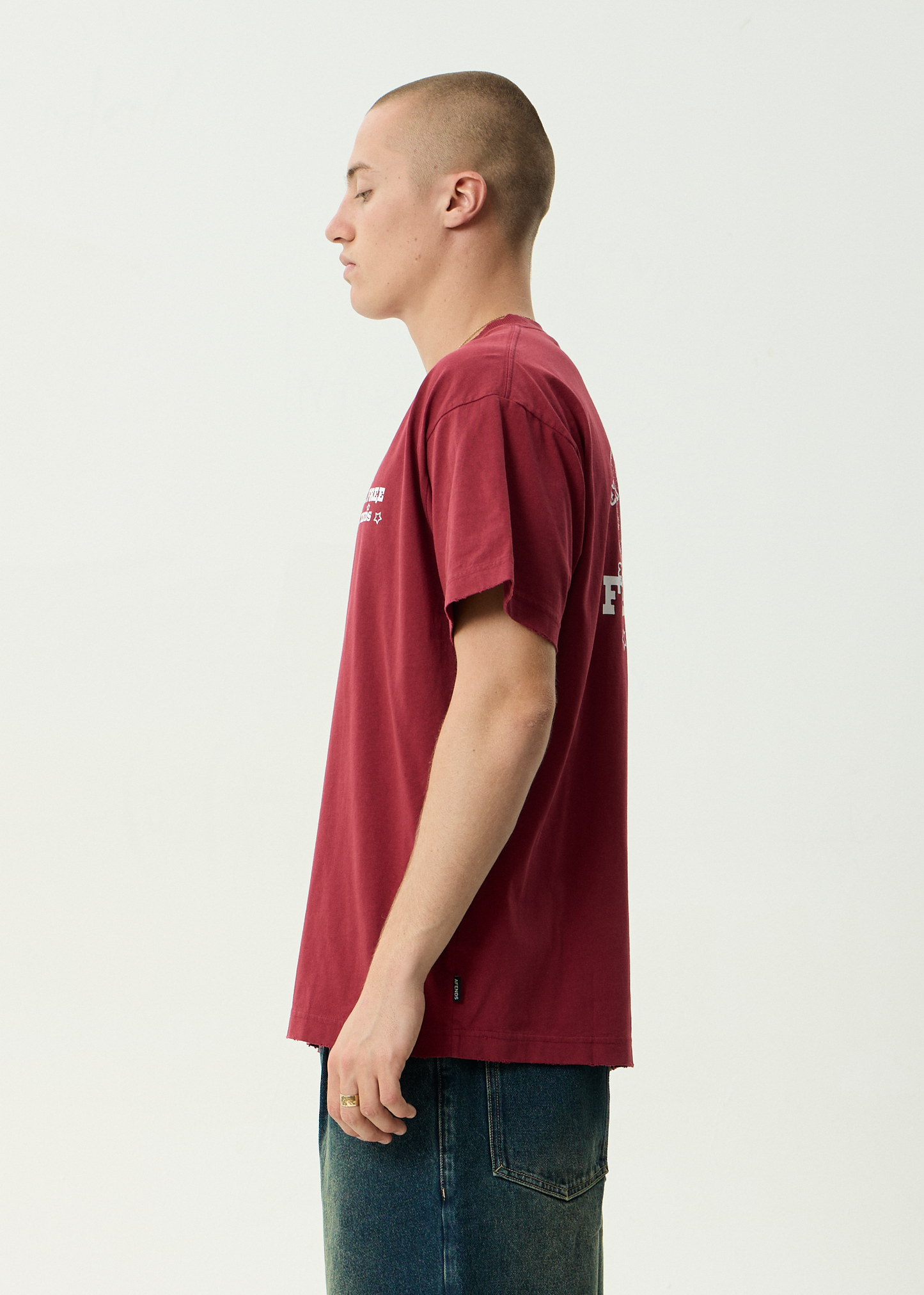 AFENDS Mens Sonoran - Boxy Tee - Washed Burgundy