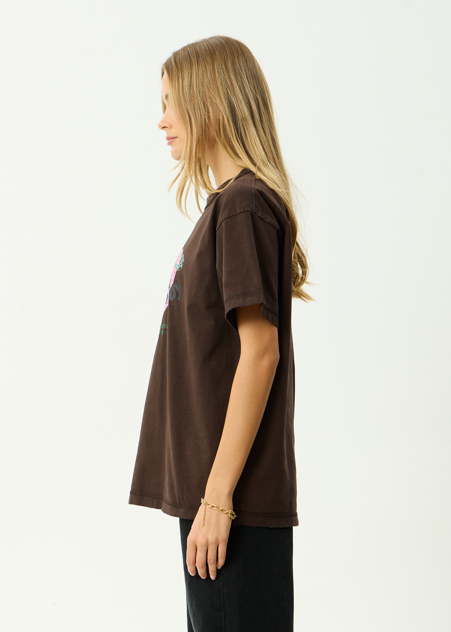 AFENDS Mens Genuine Sentiment - Heavyweight Boxy Tee - Washed Coffee