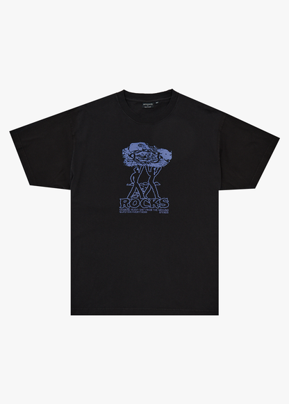 AFENDS Mens Rocked - Boxy Tee - Stone Black