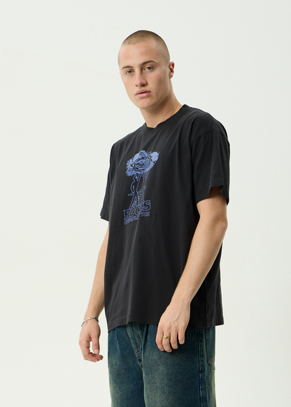 AFENDS Mens Rocked - Boxy Tee - Stone Black