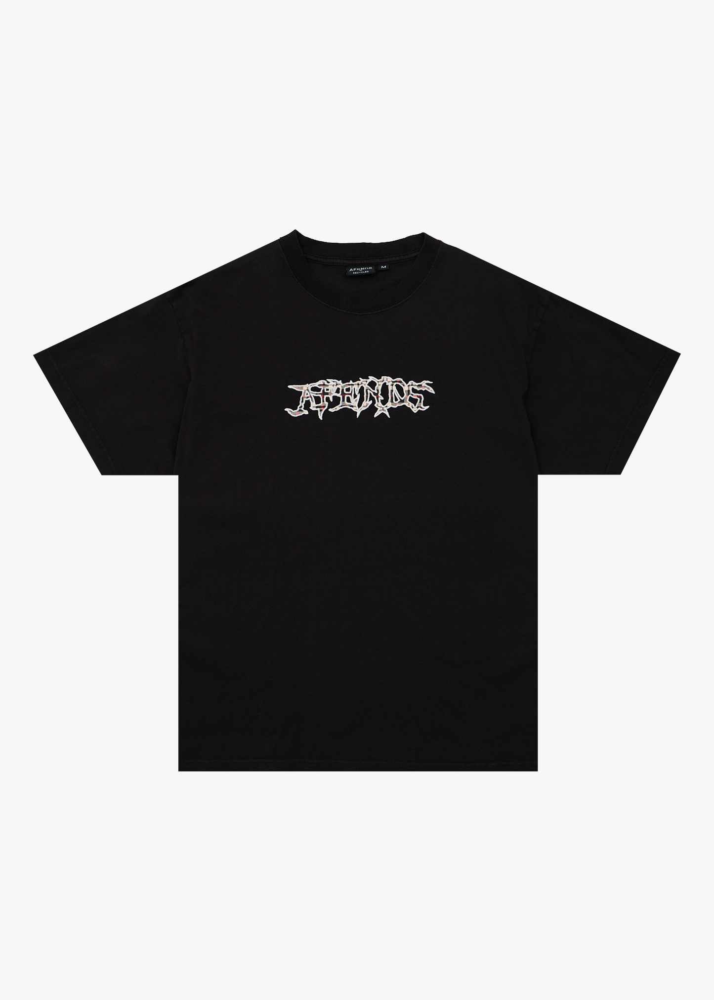AFENDS Mens Kharma -  Heavyweight Boxy Tee - Stone Black