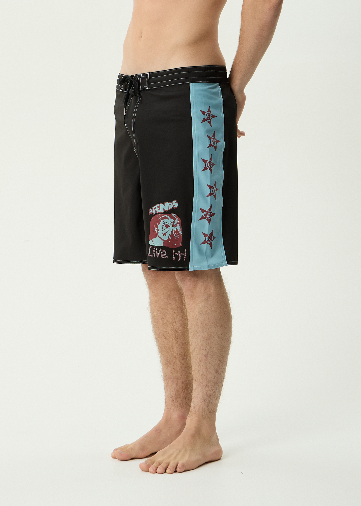 AFENDS Mens Live It - Surf Related V2 Boardshorts 19" - Black