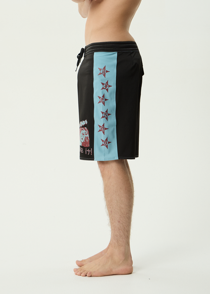 AFENDS Mens Live It - Surf Related V2 Boardshorts 19" - Black