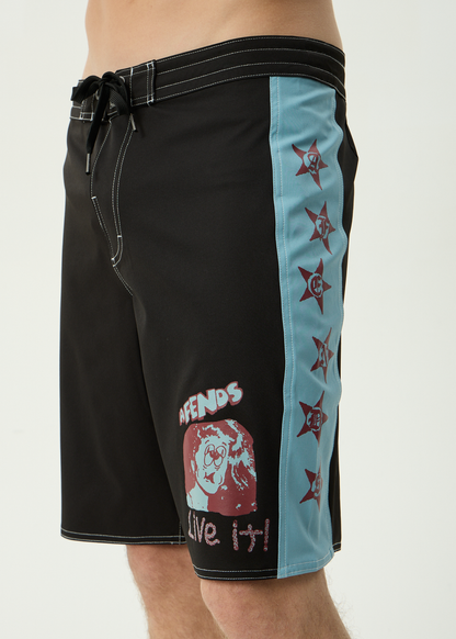 AFENDS Mens Live It - Surf Related V2 Boardshorts 19" - Black