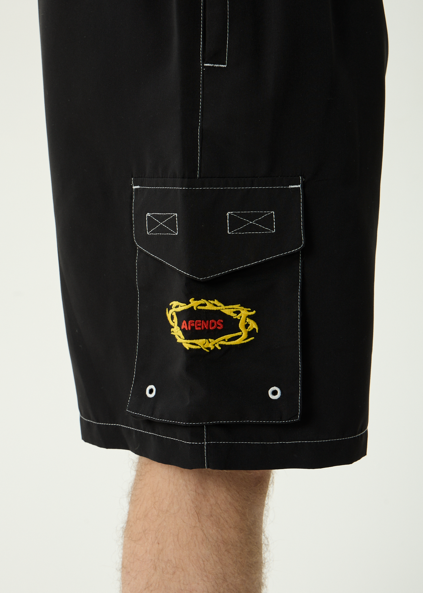 AFENDS Mens Rocked - Cargo Swim Short 21" - Black
