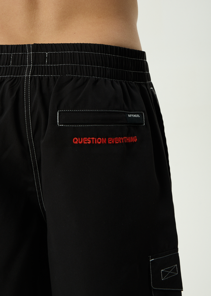 AFENDS Mens Rocked - Cargo Swim Short 21" - Black