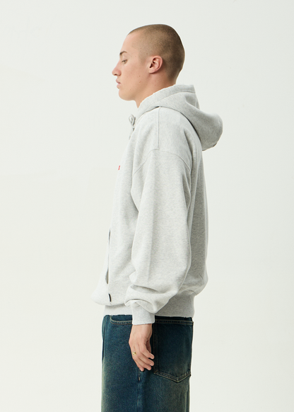 AFENDS Mens Wonders - Boxy Pull On Hood - Grey Marle