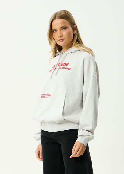 AFENDS Mens Wonders - Boxy Pull On Hood - Grey Marle